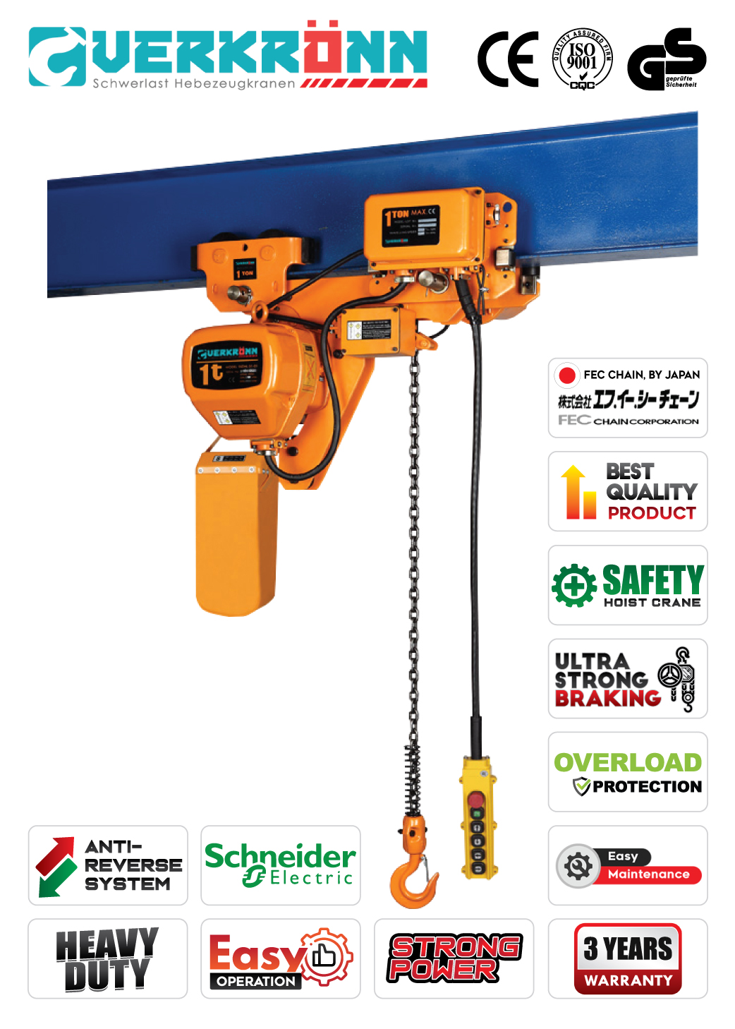 Jual Verkronn Low Headroom Hoist, Harga Verkronn Low Headroom Hoist, Verkronn Low Headroom Hoist Murah