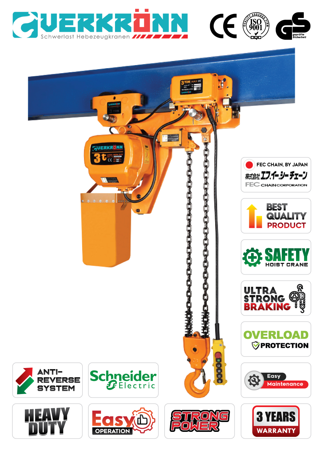 Jual Verkronn Low Headroom Hoist, Harga Verkronn Low Headroom Hoist, Verkronn Low Headroom Hoist Murah