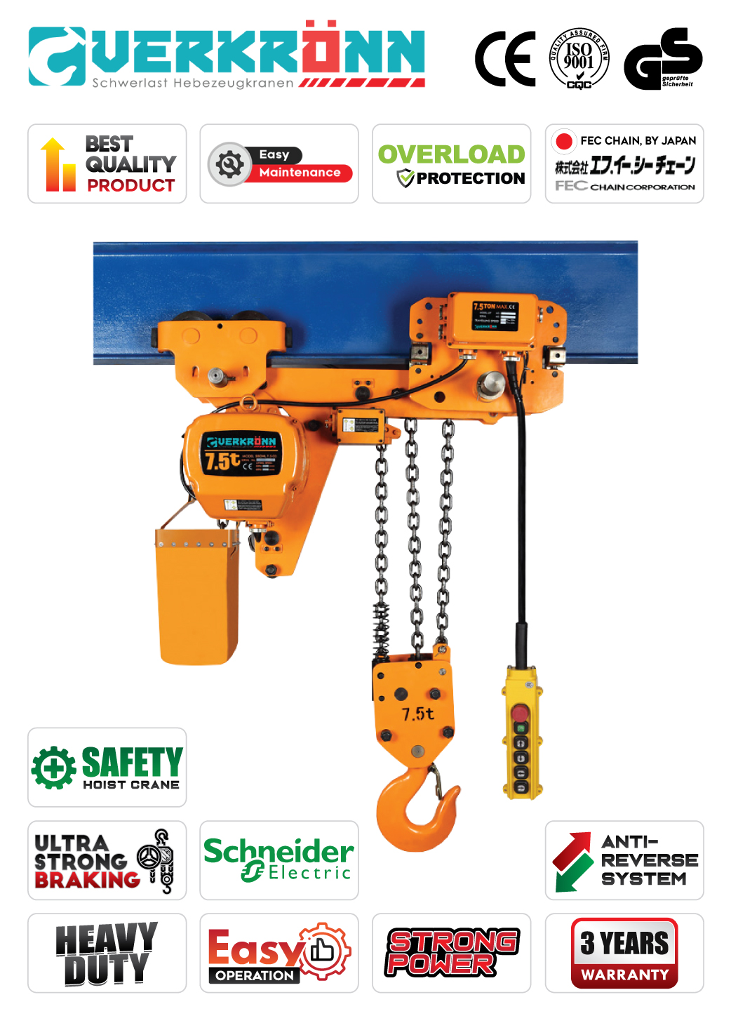 Jual Verkronn Low Headroom Hoist, Harga Verkronn Low Headroom Hoist, Verkronn Low Headroom Hoist Murah