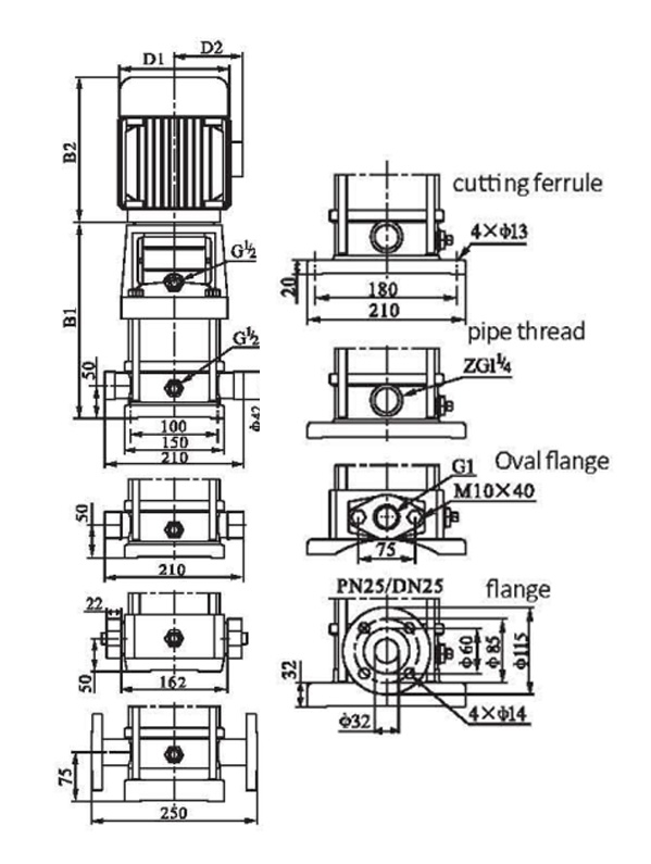 Installation Drawing Light Vertical Multistage Centrifugal Pump