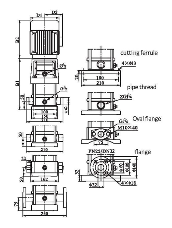 Installation Drawing Light Vertical Multistage Centrifugal Pump