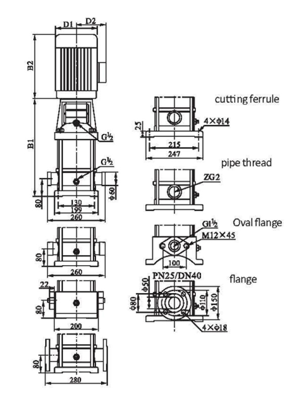Installation Drawing Light Vertical Multistage Centrifugal Pump