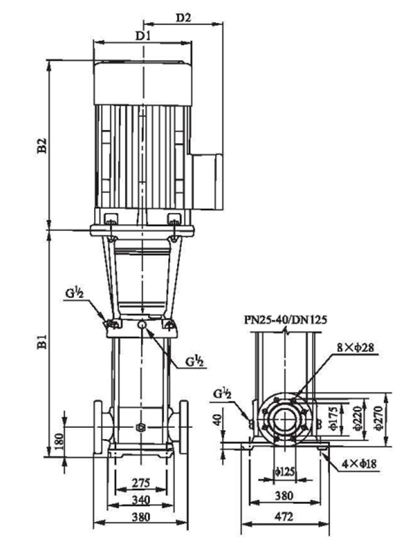 Installation Drawing Light Vertical Multistage Centrifugal Pump