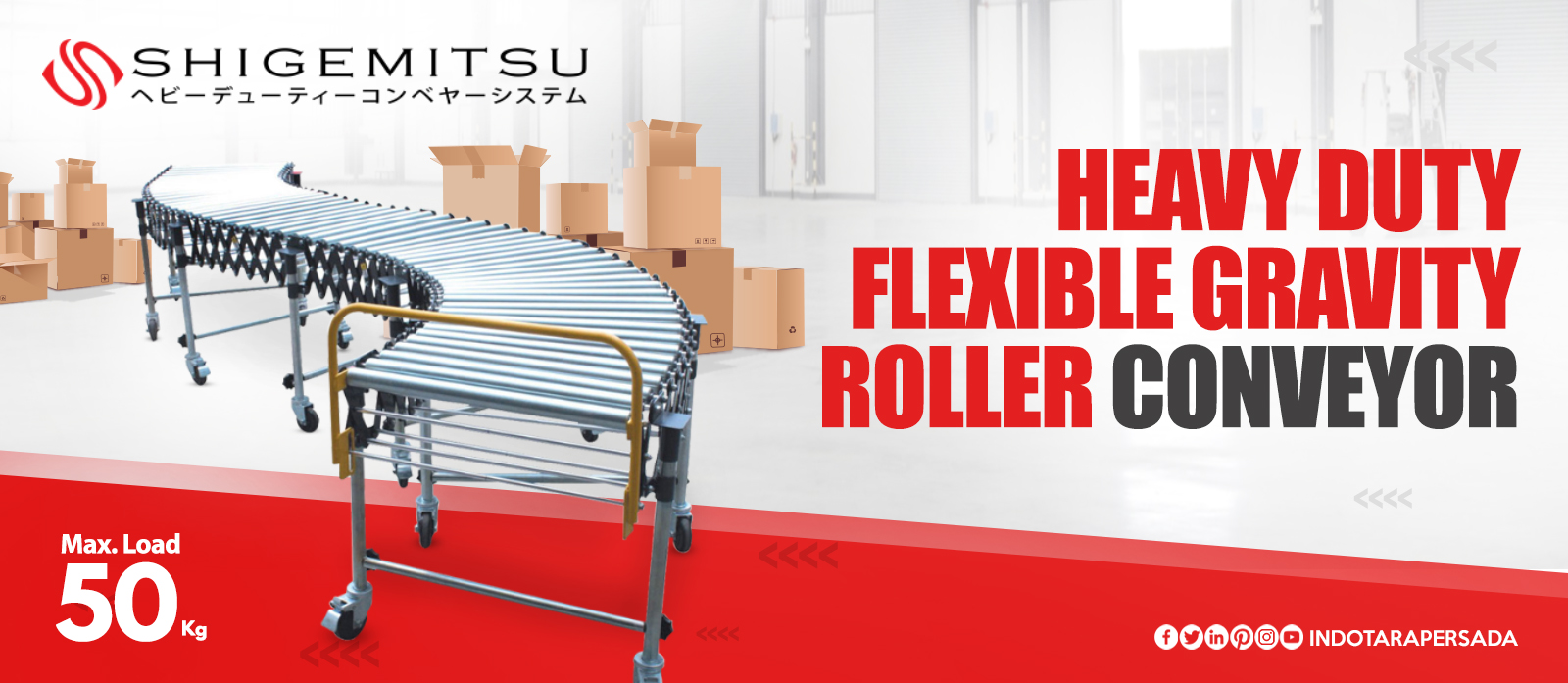 Jual Shigemitsu Flexible Gravity Roller Conveyor, Harga Flexible Gravity Roller Conveyor, Jual Flexible Gravity Roller Conveyor Dengan Harga Murah