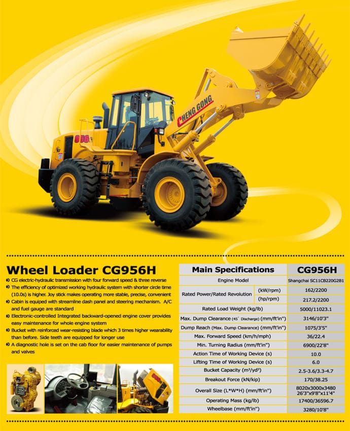 CG956H Wheel Loader Spec