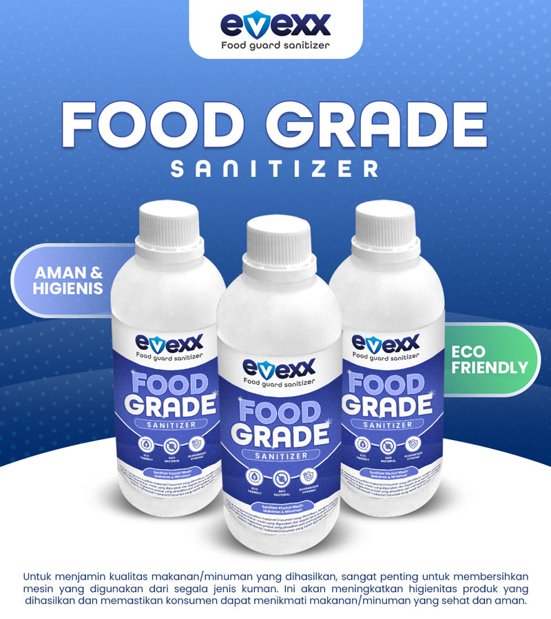 Jual Evexx Food Grade Sanitizer yang ampuh membersihkan kuman dan bakteri pada mesin