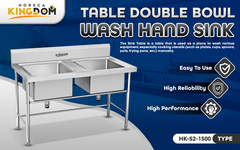 Jual Table Double Bowl Wash Hand Sink