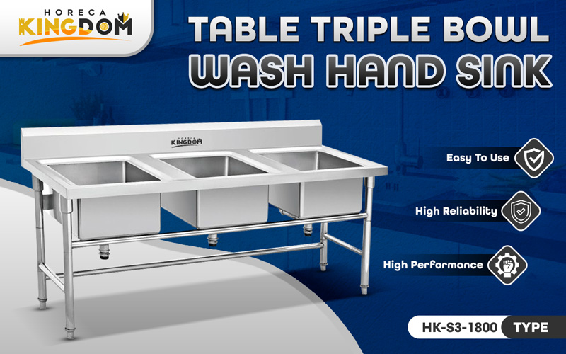 Jual Triple Double Bowl Wash Hand Sink