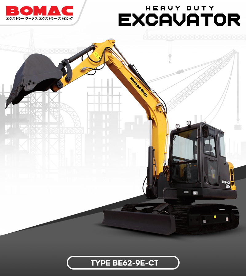 BOMAC Heavy Duty Excavator with YANMAR Engine, JAPAN • Model : BE62-9E-CT main image 1