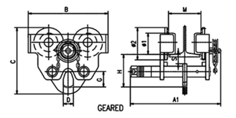 Dimension Samsung Hoist Manual Chain Blocks