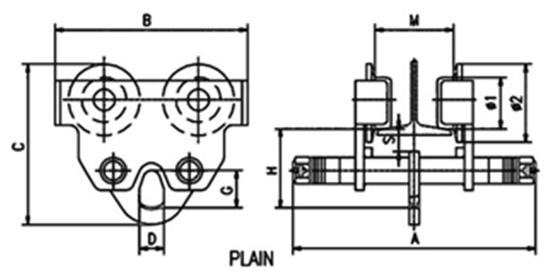 Dimension Samsung Hoist Manual Chain Blocks