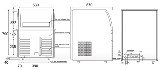 Tomori Cube Ice Maker AC100 Dimension