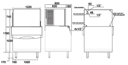 Tomori Cube Ice Maker AC2000 Dimension