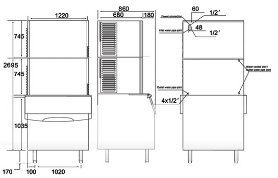 Tomori Cube Ice Maker AC3000 Dimension