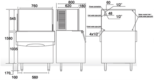 Tomori Cube Ice Maker AC600 Dimension