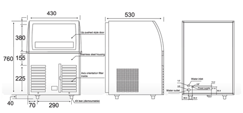 Tomori Cube Ice Maker AC65 Dimension