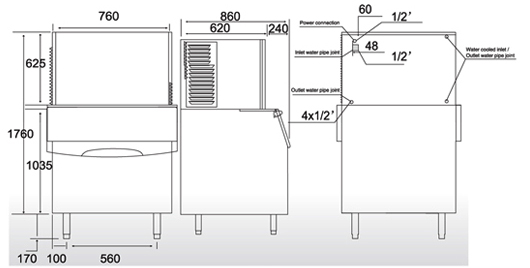 Tomori Cube Ice Maker AC700 Dimension