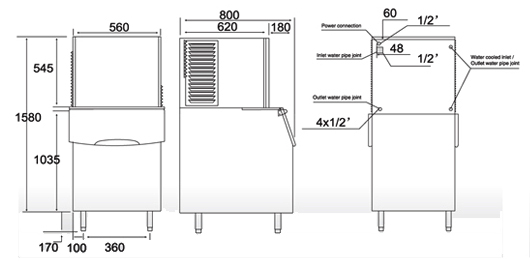 Tomori flake Ice Maker AS450 Dimension