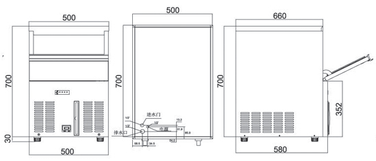 Tomori flake Ice Maker AS150 Dimension