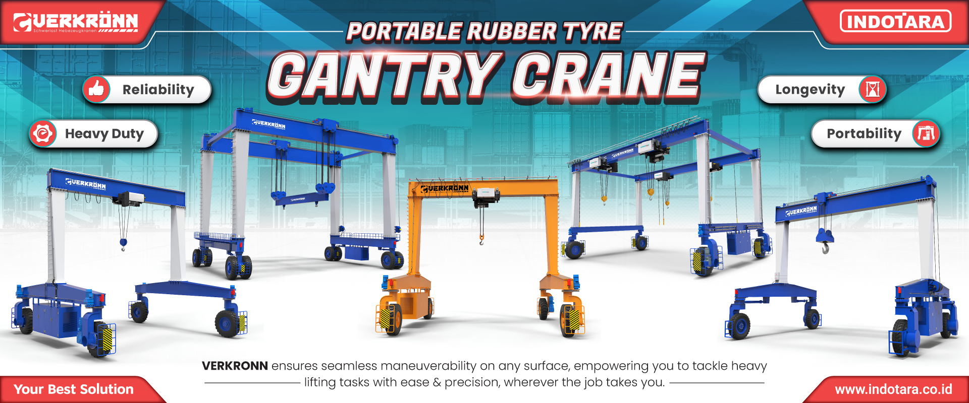 Verkronn Portable Rubber Tyre Gantry Crane