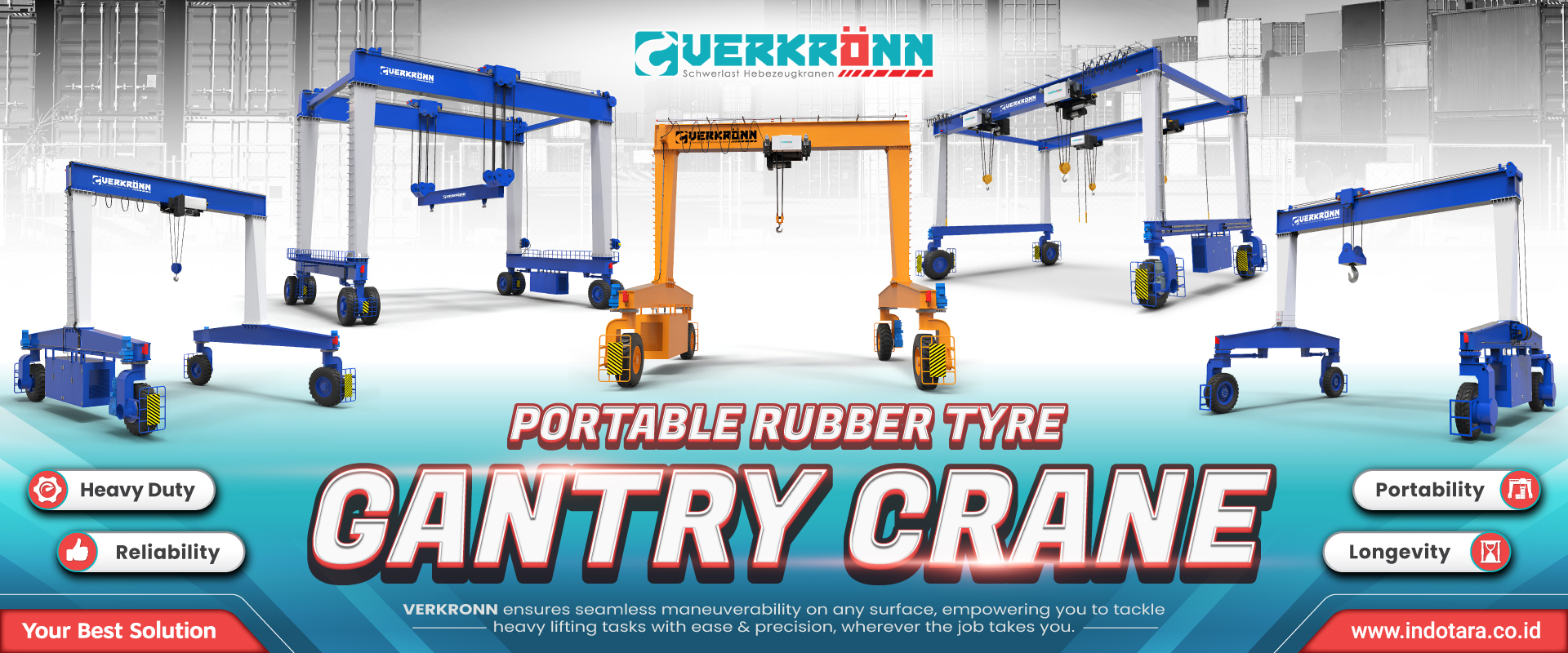 Verkronn Portable Rubber Tyre Gantry Crane