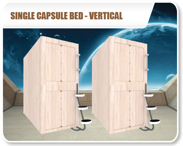 Wooden Single Capsule Bed - Vertical