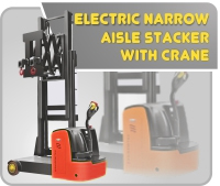 Electric Narrow Aisle Stacker With Crane