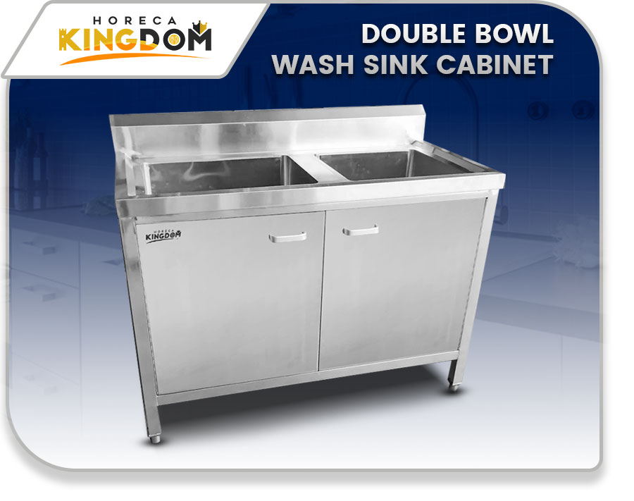 Double Bowl Wash Sink Cabinet