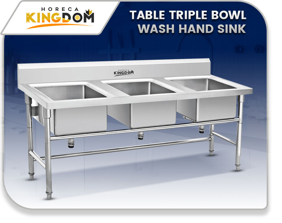 Table Triple Bowl Wash Hand Sink
